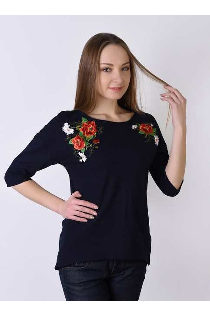 Extravaganza plus women's blue embroidered blouse